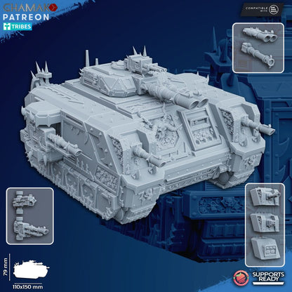 Dark Space Knights Armored Tank, proxy miniature, 28mm heroic scale unpainted resin, view 3