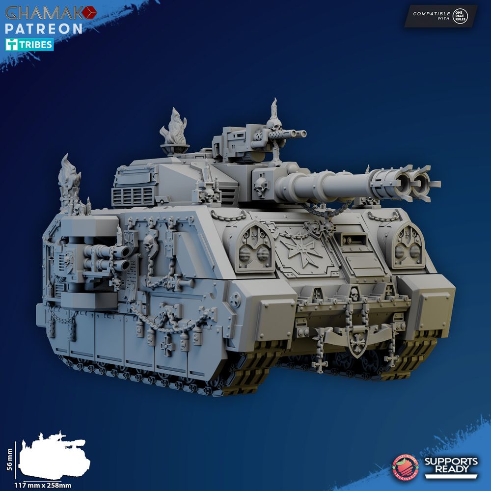 Crusader Knights Templar Tactical Tank, proxy miniature, 28mm heroic scale unpainted resin, view 8