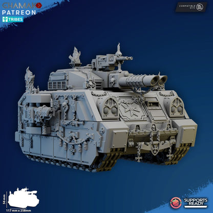Crusader Knights Templar Tactical Tank, proxy miniature, 28mm heroic scale unpainted resin, view 3