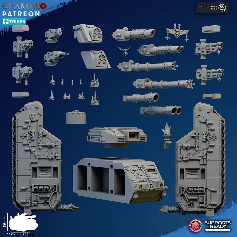 Crusader Knights Templar Tactical Tank, proxy miniature, 28mm heroic scale unpainted resin, view 5