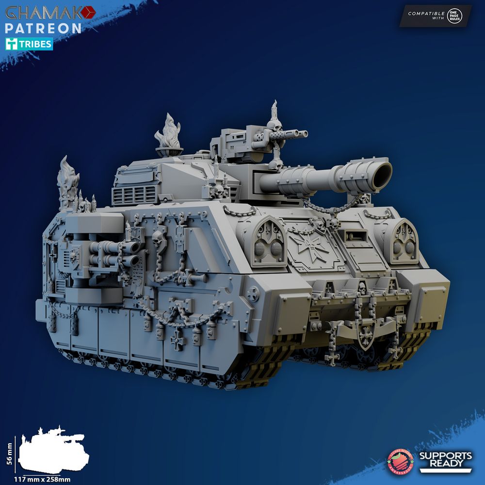 Crusader Knights Templar Tactical Tank, proxy miniature, 28mm heroic scale unpainted resin, view 4