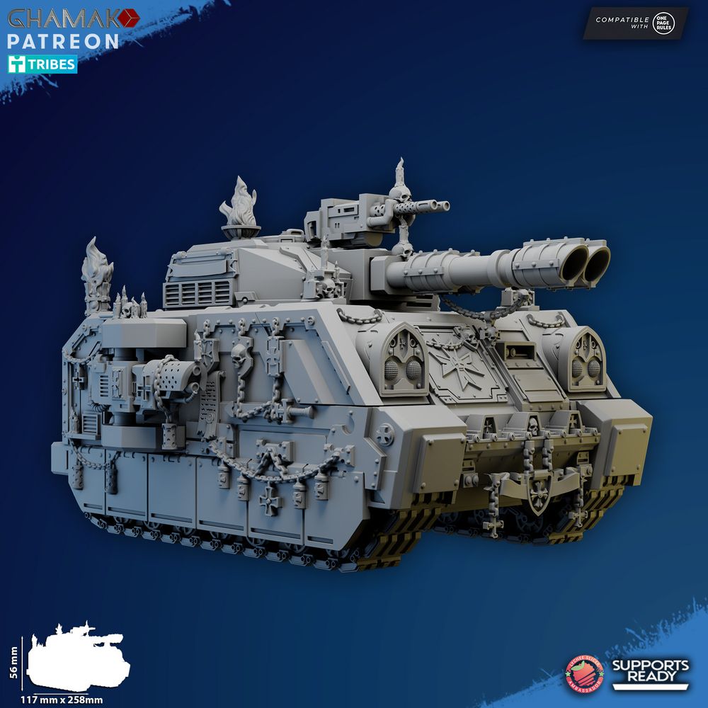 Crusader Knights Templar Tactical Tank, proxy miniature, 28mm heroic scale unpainted resin, view 6