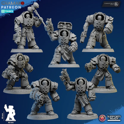 Crusader Knights Ranged Exterminators, proxy miniature, terrain, 28mm heroic scale unpainted resin