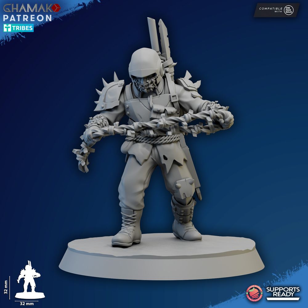 Dark Space Knights Torturer And Prisoners, proxy miniature, 28mm heroic scale unpainted resin, view 2