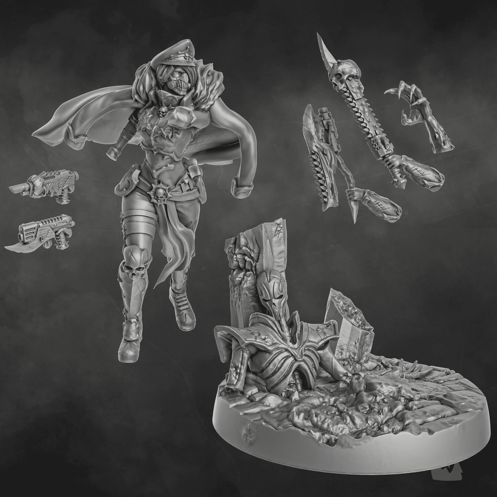 Imperial Army Blood Commissar, 28mm heroic scale unpainted resin, view 4