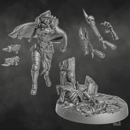 Imperial Army Blood Commissar, 28mm heroic scale unpainted resin, view 4