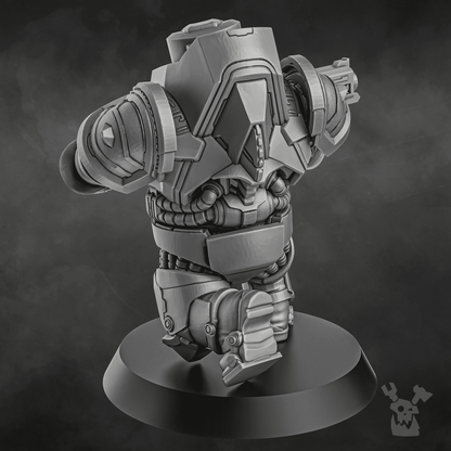 Space Dwarf Nibelung Warrior, proxy miniature, infantry, 28mm heroic scale unpainted resin, view 6