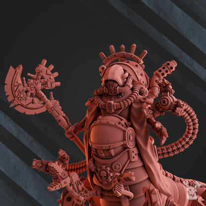 Machine Cult Archon Balthazar, Tech Priests proxy miniature, character, 28mm heroic scale unpainted resin, view 2