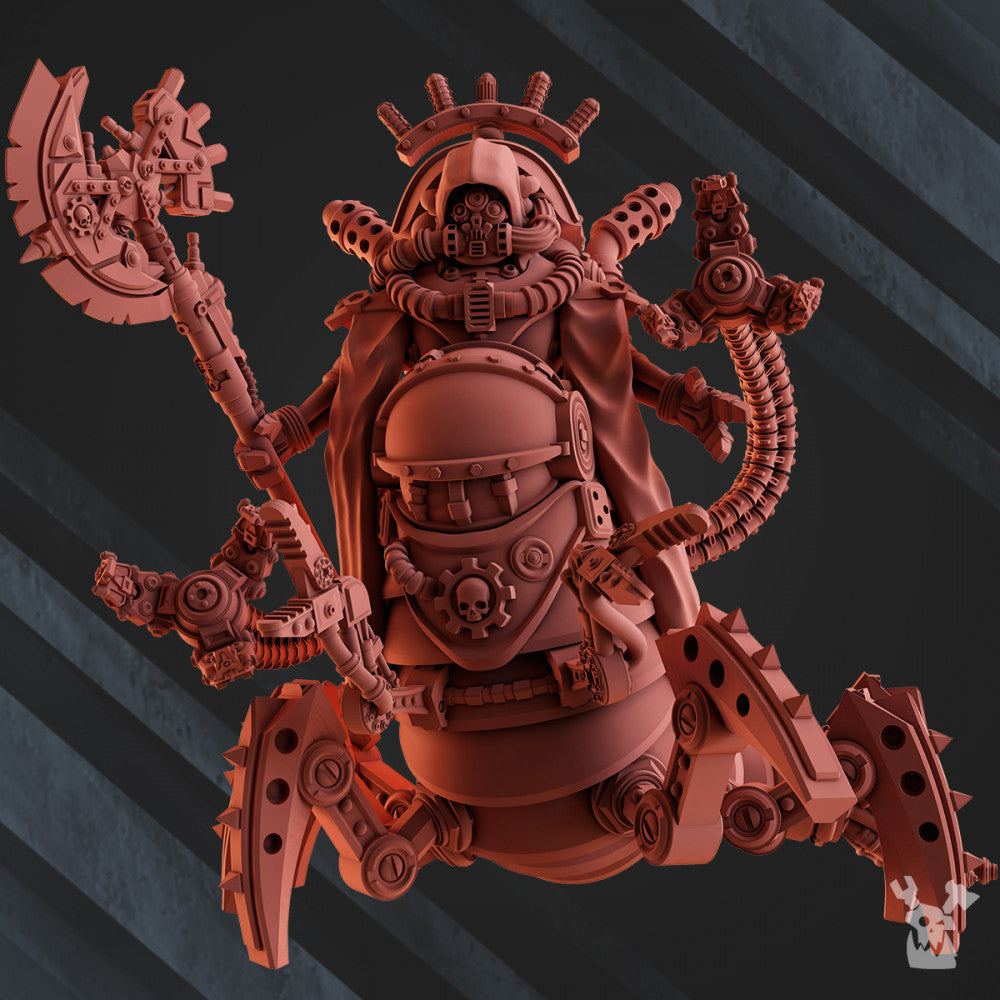 Machine Cult Archon Balthazar, Tech Priests proxy miniature, character, 28mm heroic scale unpainted resin, view 3