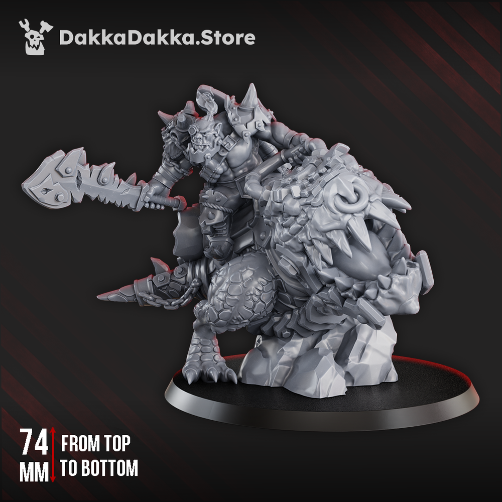 Orks Arzott Da Toot On Supahog, proxy miniature, 28mm heroic scale unpainted resin