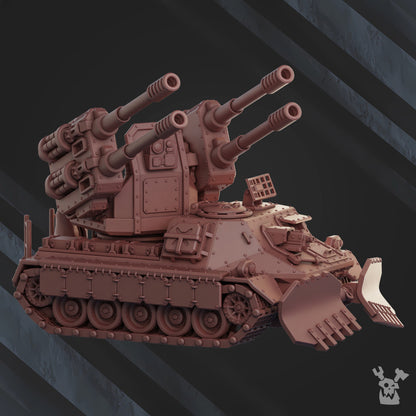 Frostborn Division Antiaircraft Cannon Ural Lynx Ul87, Imperial Army proxy miniature, flyer, 28mm heroic scale, view 3