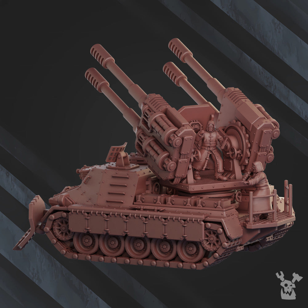 Frostborn Division Antiaircraft Cannon Ural Lynx Ul87, Imperial Army proxy miniature, flyer, 28mm heroic scale, view 2