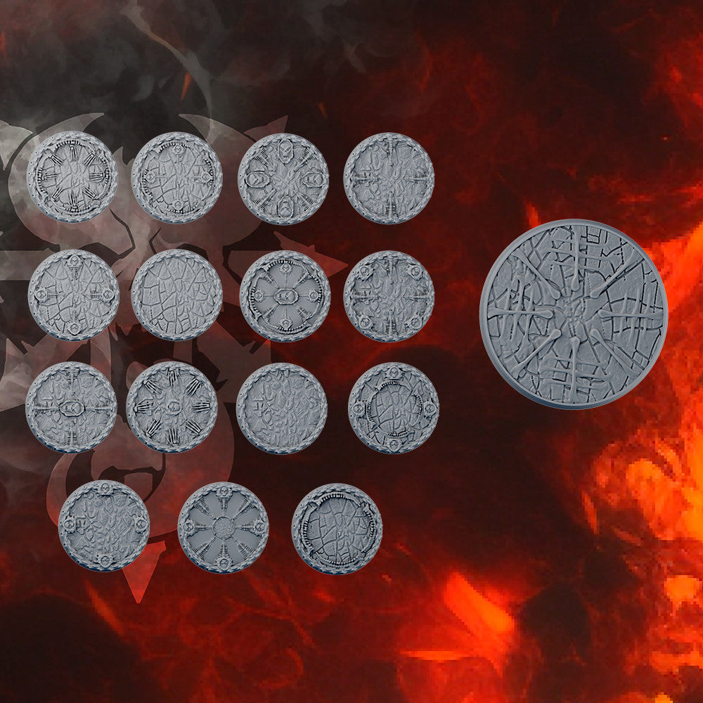 Dark Dark Space Knights Bases Set, Dark Space Knights resin miniature bases, bits, 28mm heroic scale unpainted resin