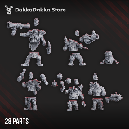 Orks Blak Orks Mob, proxy miniature, squad, 28mm heroic scale unpainted resin, view 5