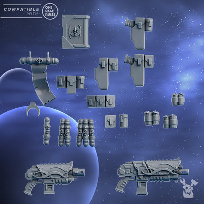 Battle Sisters Tactical Trinkets, resin conversion bits, bits, 28mm heroic scale unpainted resin