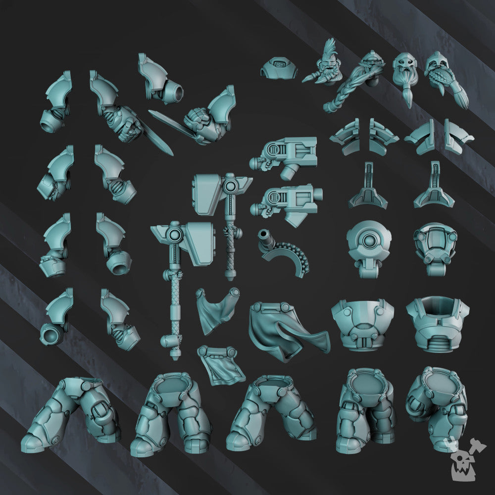 Space Dwarf Black Mountain Guardians Build Kit, proxy miniature, 28mm heroic scale unpainted resin, view 4