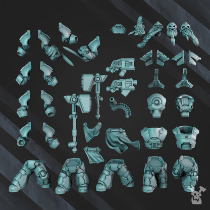 Space Dwarf Black Mountain Guardians Build Kit, proxy miniature, 28mm heroic scale unpainted resin, view 4