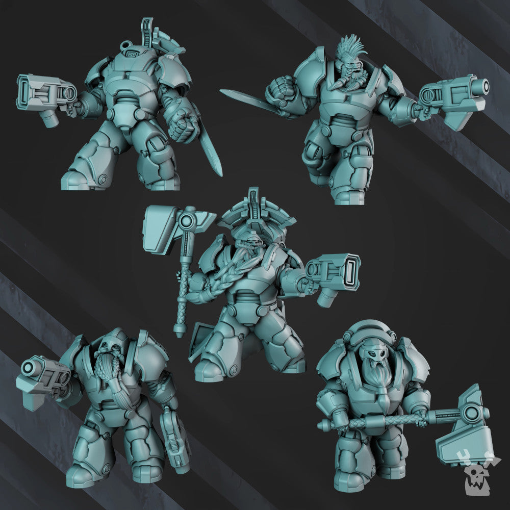 Space Dwarf Black Mountain Guardians Build Kit, proxy miniature, 28mm heroic scale unpainted resin