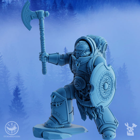 Wolf Knights Icebreaker Warrior, proxy miniature, infantry, 28mm heroic scale unpainted resin