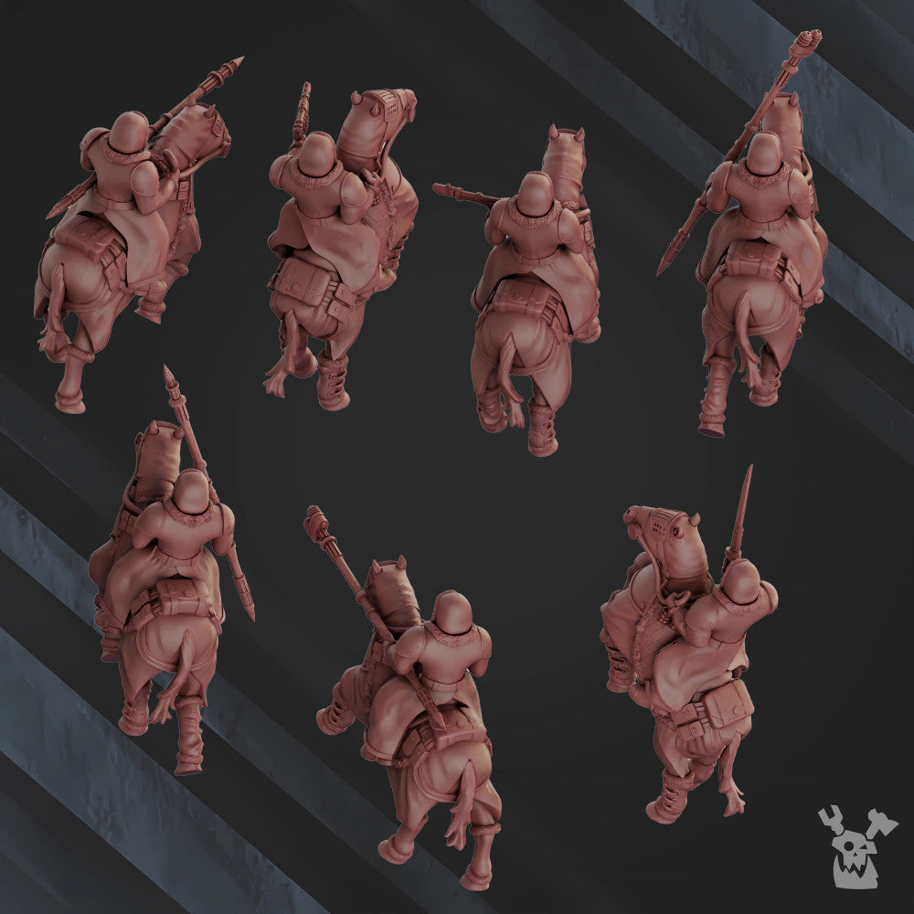 Frostborn Division Budyonnys Cavalry Squad, Imperial Army proxy miniature, 28mm heroic scale unpainted resin, view 2