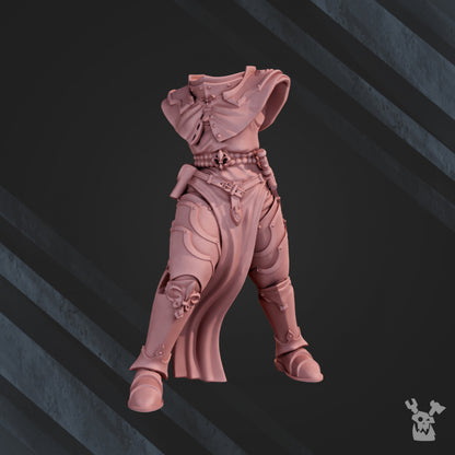Battle Sisters Commander, proxy miniature, character, 28mm heroic scale unpainted resin, view 4