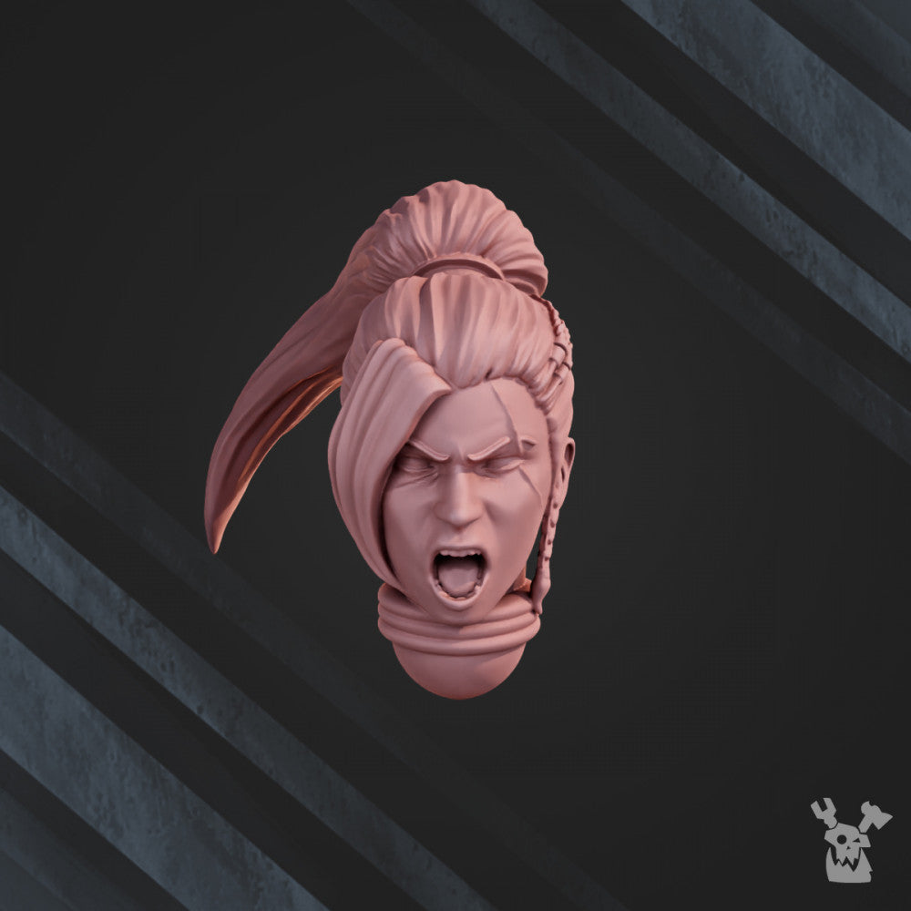 Battle Sisters Commander, proxy miniature, character, 28mm heroic scale unpainted resin, view 3