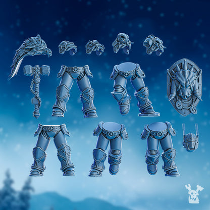 Wolf Knights Commander Upgrade Pack, resin conversion bits, squad, 28mm heroic scale unpainted resin