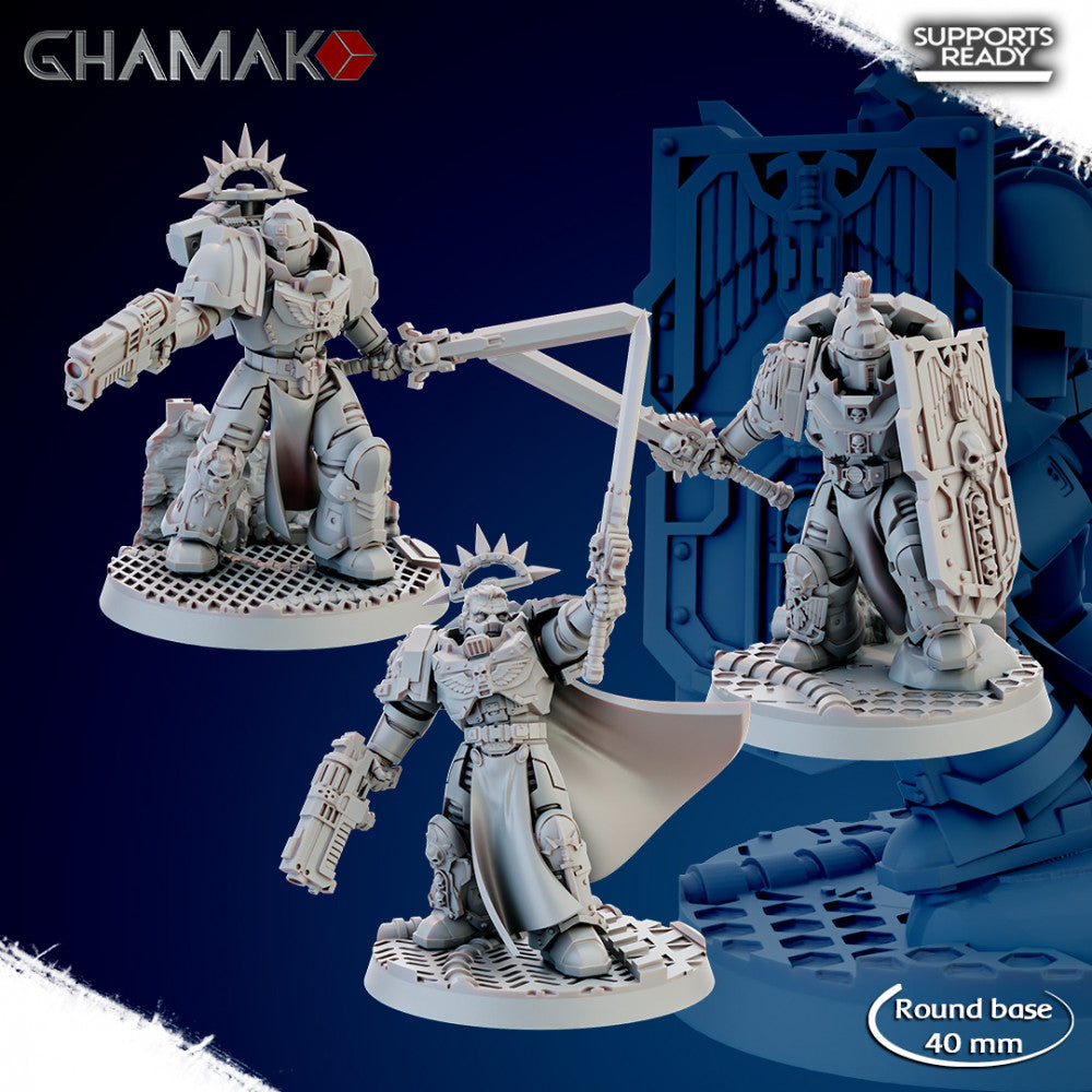 Space Knights Brotherhood Of Sword (3 Units), proxy miniature, squad, 28mm heroic scale unpainted resin