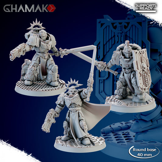 Space Knights Brotherhood Of Sword (3 Units), proxy miniature, squad, 28mm heroic scale unpainted resin