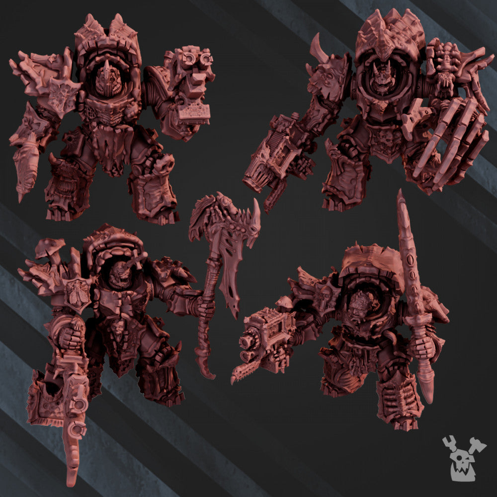 Plague Knights Destroyer Squad, proxy miniature, 28mm heroic scale unpainted resin, view 7