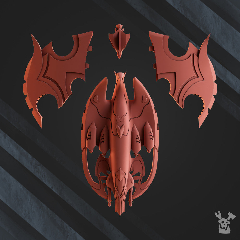 Dark Eldar Darkvoid Bomber, proxy miniature, 28mm heroic scale unpainted resin, view 3