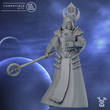 Battle Sisters Star Scrolls Keeper, proxy miniature, infantry, 28mm heroic scale unpainted resin
