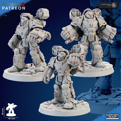Space Knights Devastator With Hand Flamer (3 Units), proxy miniature, squad, 28mm heroic scale unpainted resin
