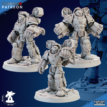 Space Knights Devastator With Hand Flamer (3 Units), proxy miniature, squad, 28mm heroic scale unpainted, view 5
