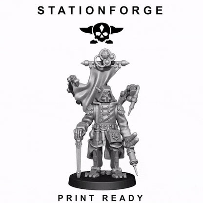 Scavenger Repair Doc, Tech Priests proxy miniature, 28mm heroic scale unpainted resin, view 6