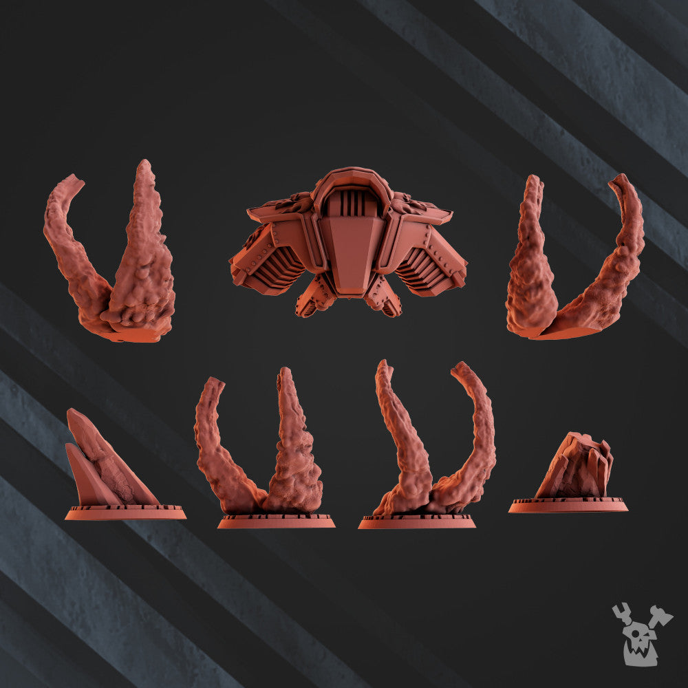 Flame Knights Dragon Armor Jetpack Squad, proxy miniature, 28mm heroic scale unpainted resin, view 4