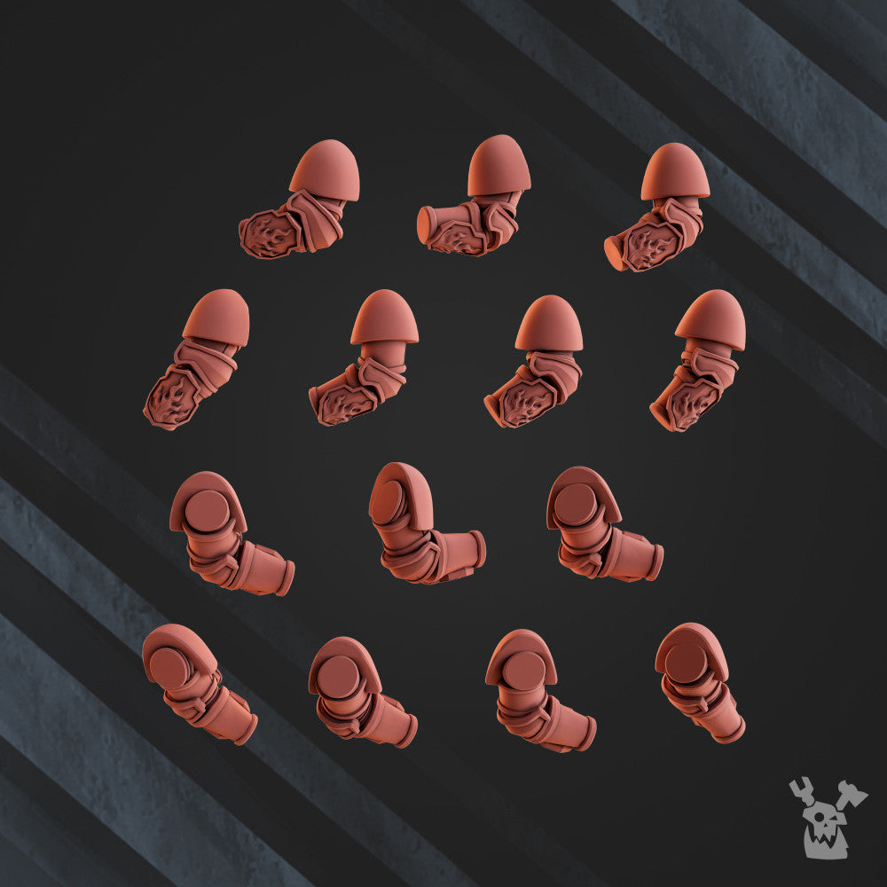 Flame Knights Dragon Armor Jetpack Squad, proxy miniature, 28mm heroic scale unpainted resin, view 5