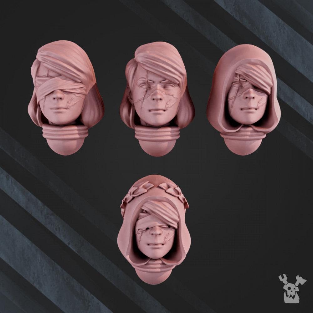 Battle Sisters Holy Elizabeth Heads Set, resin conversion bits, 28mm heroic scale unpainted resin