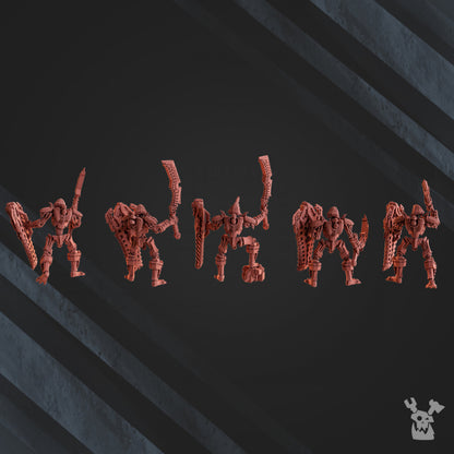 Necro Command Squad Lychguards With Sword And Shield, proxy miniature, 28mm heroic scale, view 2