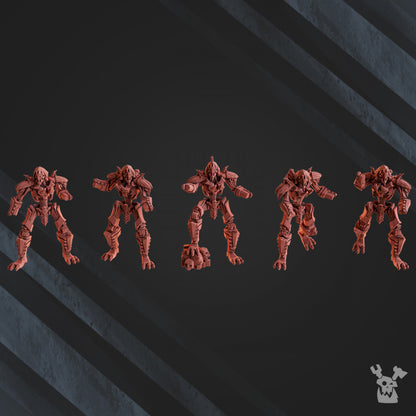 Necro Command Squad Lychguards With Sword And Shield, proxy miniature, 28mm heroic scale, view 3