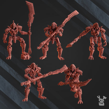 Necro Command Squad Lychguards With Warscythe, proxy miniature, 28mm heroic scale unpainted resin