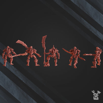 Necro Command Squad Lychguards With Warscythe, proxy miniature, 28mm heroic scale unpainted resin, view 2