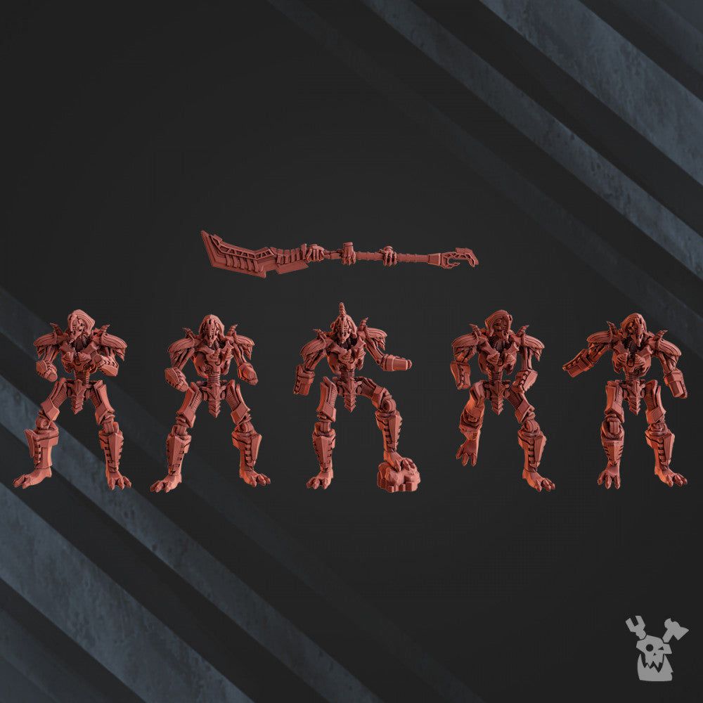 Necro Command Squad Lychguards With Warscythe, proxy miniature, 28mm heroic scale unpainted resin, view 3