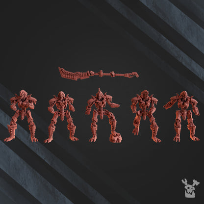 Necro Command Squad Lychguards With Warscythe, proxy miniature, 28mm heroic scale unpainted resin, view 3