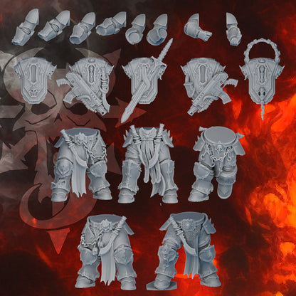 Dark Dark Space Knights Exalted Assembly Kit, Dark Space Knights proxy miniature, build kit, 28mm heroic scale unpainted, vie