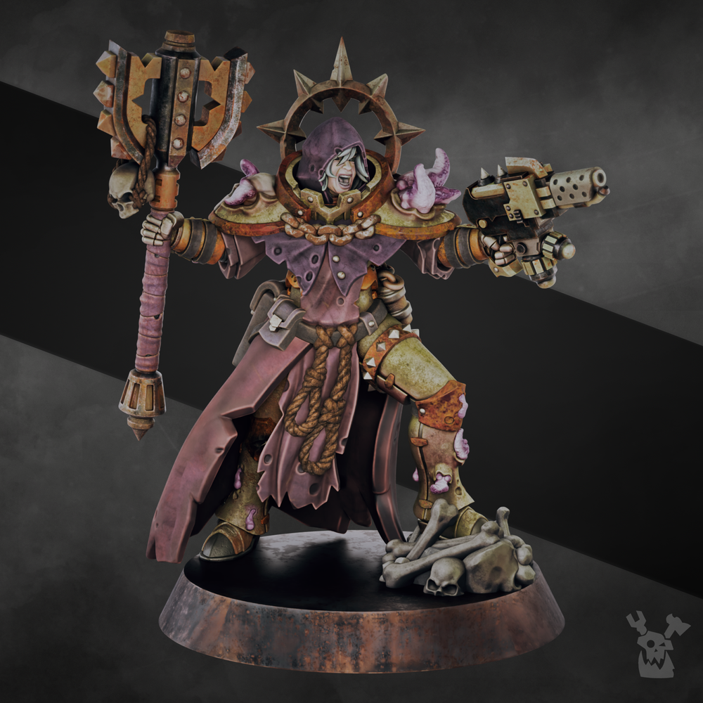 Dark Space Knights Coven Heavy Sergeant, proxy miniature, character, 28mm heroic scale unpainted resin