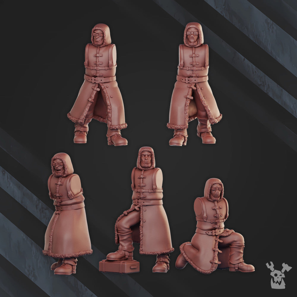 Frostborn Division Command Squad, Imperial Army proxy miniature, 28mm heroic scale unpainted resin, view 2