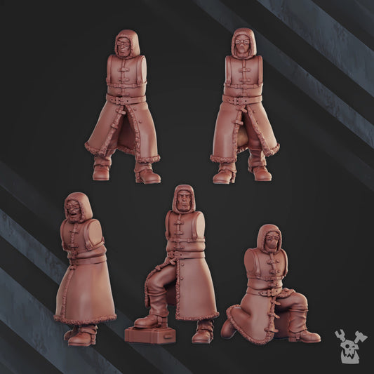 Frostborn Division Command Squad, Imperial Army proxy miniature, 28mm heroic scale unpainted resin, view 2