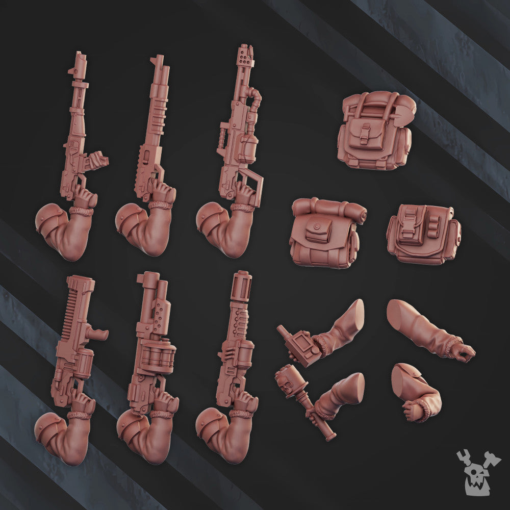 Frostborn Division Infantry Squad, Imperial Army proxy miniature, 28mm heroic scale unpainted resin, view 4