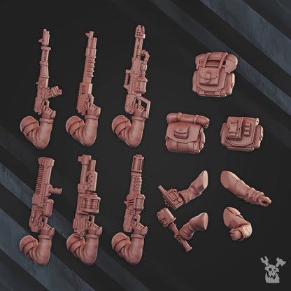 Frostborn Division Infantry Squad, Imperial Army proxy miniature, 28mm heroic scale unpainted resin, view 4